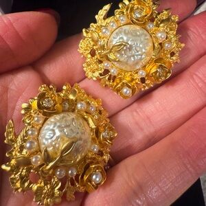 Buy1get 1 Free Mystery Pair Vintage Baroque Gold Floral Pearl Statement Earrings